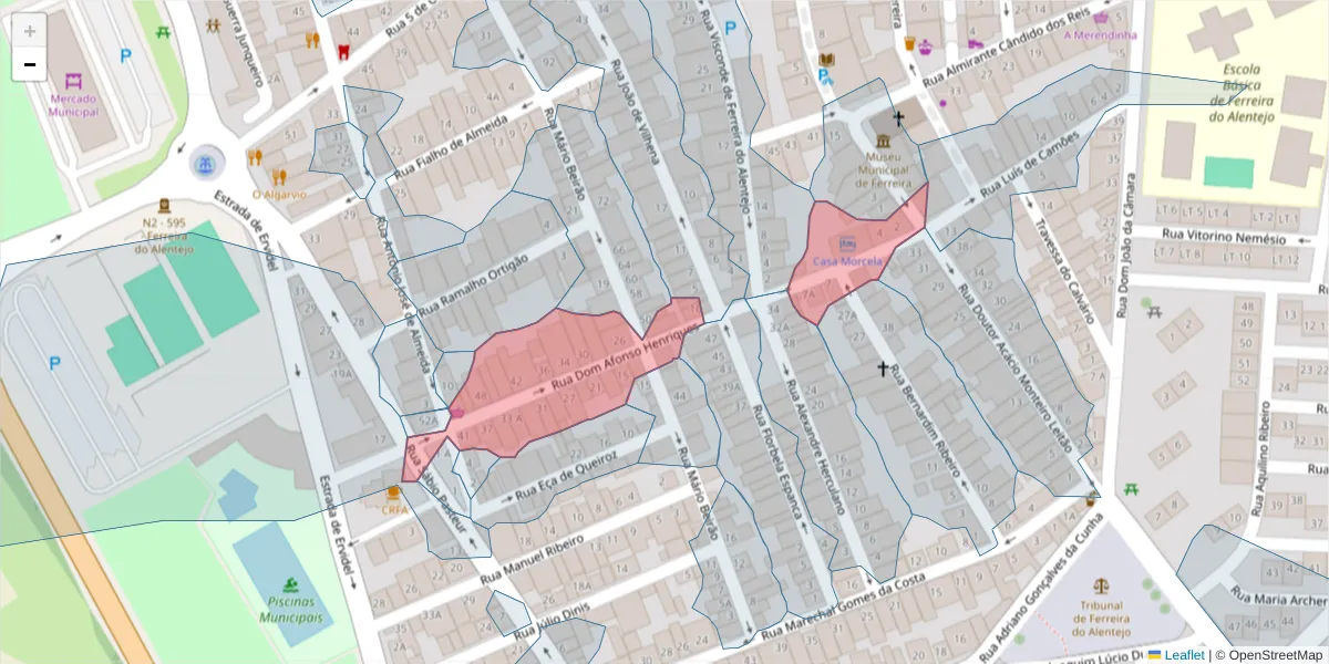 Mapa detalhado do código postal 7900-622 com limites, códigos postais vizinhos e agências dos correios