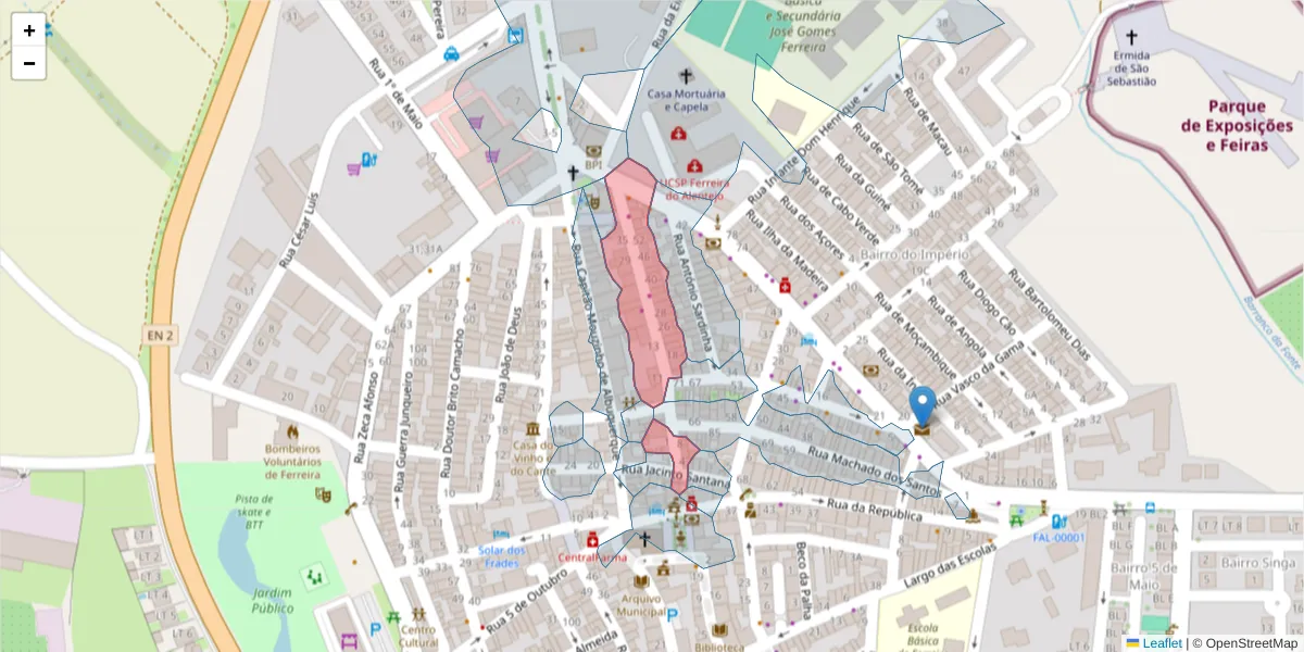 Mapa detalhado do código postal 7900-631 com limites, códigos postais vizinhos e agências dos correios