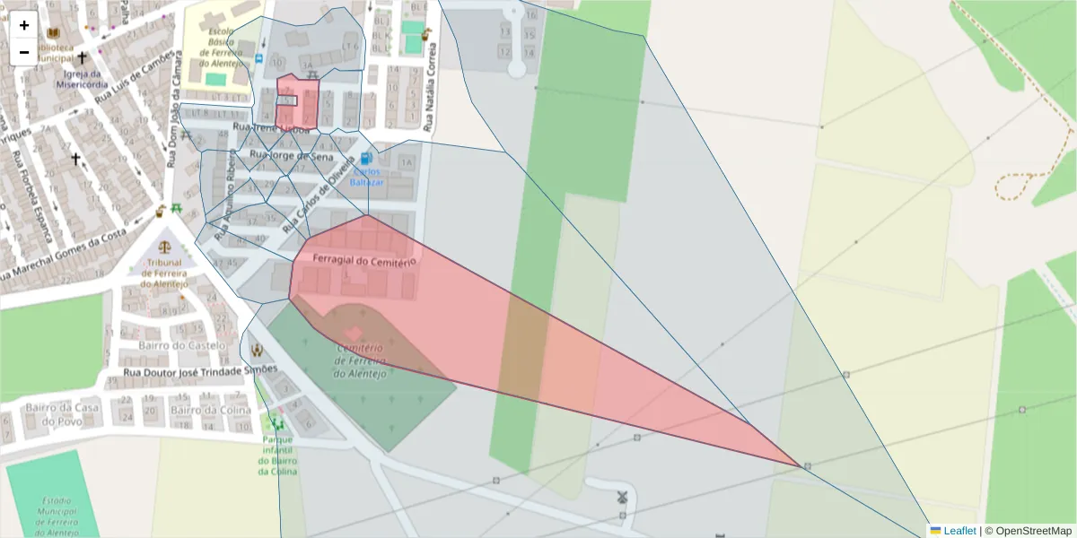 Mapa detalhado do código postal 7900-638 com limites, códigos postais vizinhos e agências dos correios