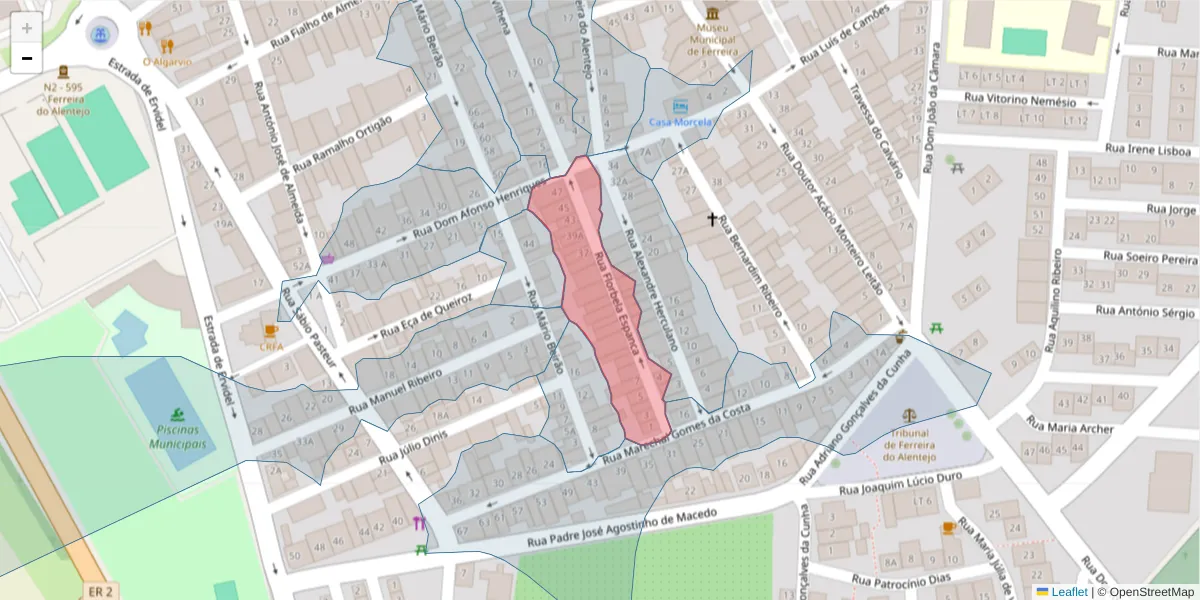 Mapa detalhado do código postal 7900-641 com limites, códigos postais vizinhos e agências dos correios