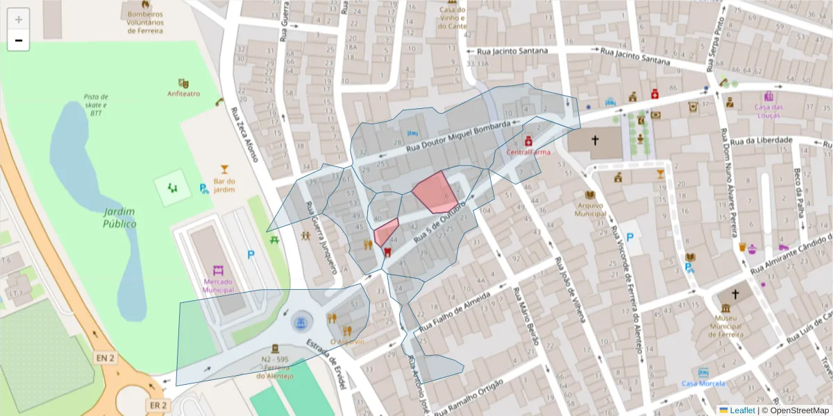 Mapa detalhado do código postal 7900-646 com limites, códigos postais vizinhos e agências dos correios