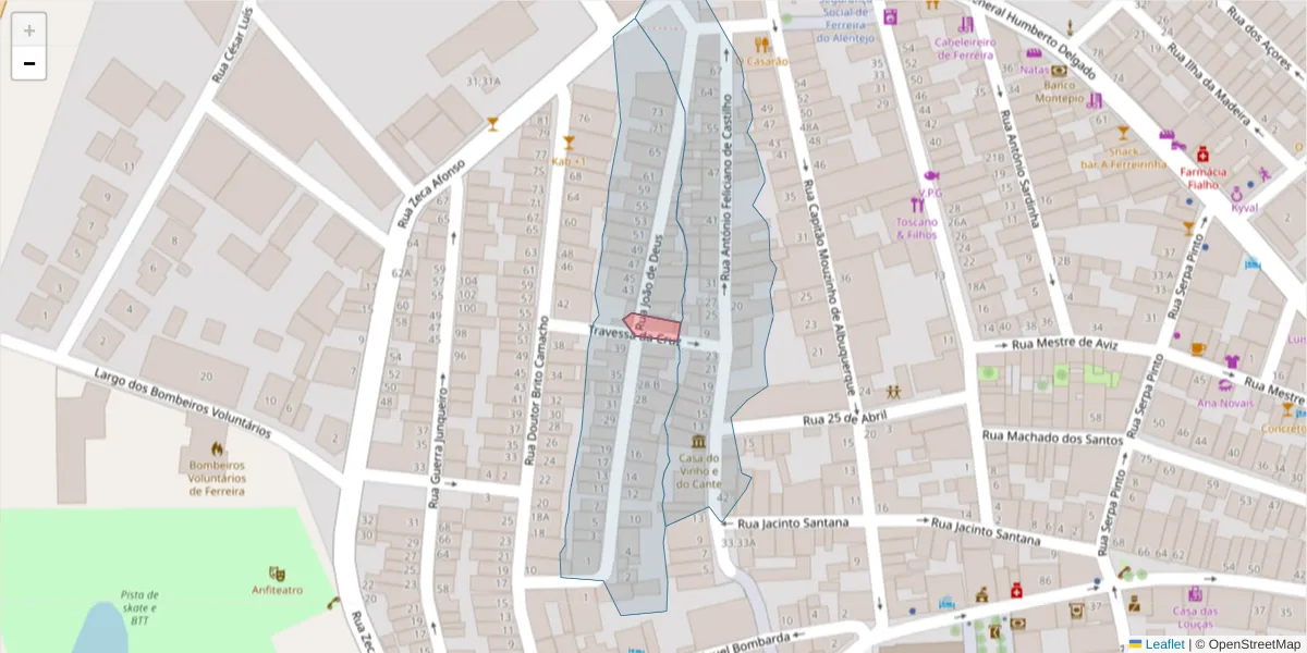 Mapa detalhado do código postal 7900-650;7900-581 com limites, códigos postais vizinhos e agências dos correios