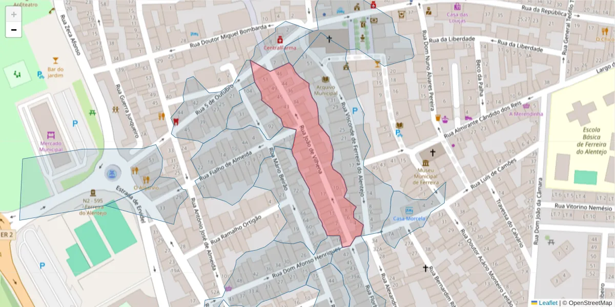 Mapa detalhado do código postal 7900-651 com limites, códigos postais vizinhos e agências dos correios