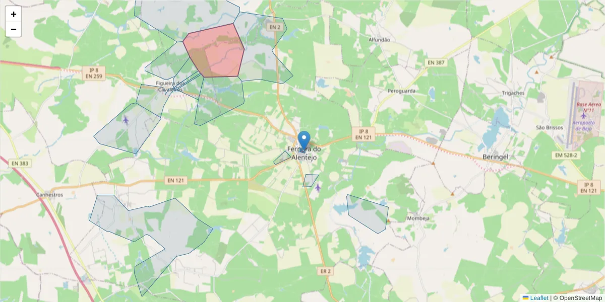 Mapa detalhado do código postal 7900-658 com limites, códigos postais vizinhos e agências dos correios