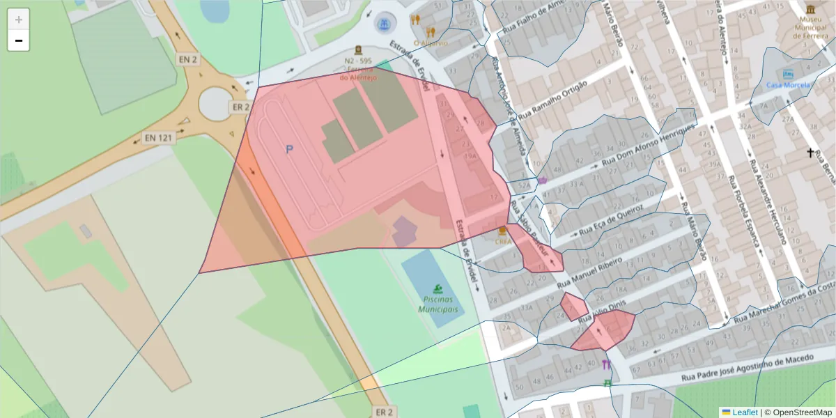 Mapa detalhado do código postal 7900-672 com limites, códigos postais vizinhos e agências dos correios