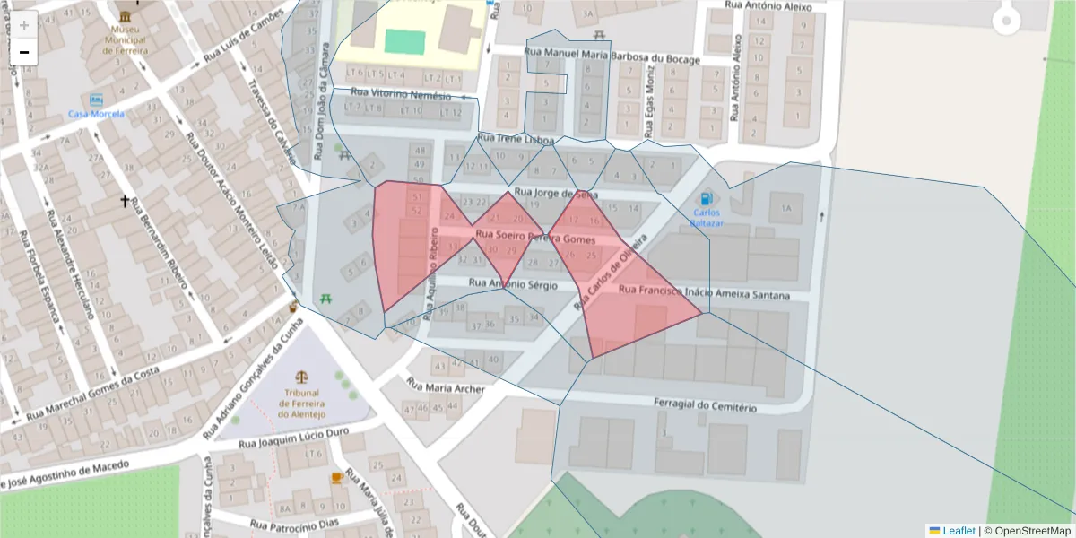Mapa detalhado do código postal 7900-674 com limites, códigos postais vizinhos e agências dos correios