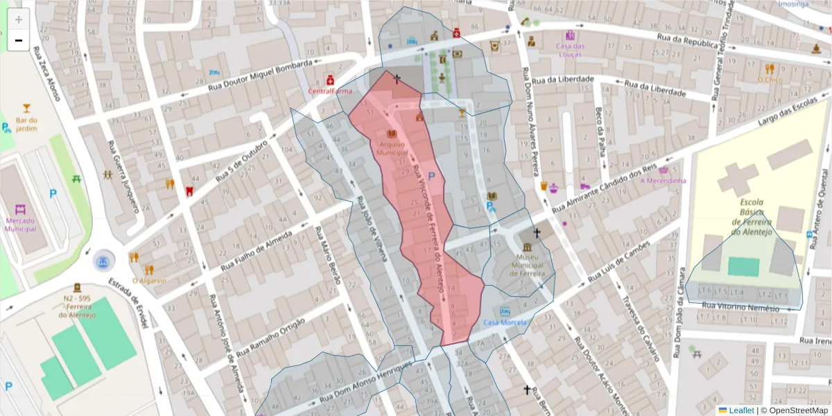 Mapa detalhado do código postal 7900-676 com limites, códigos postais vizinhos e agências dos correios
