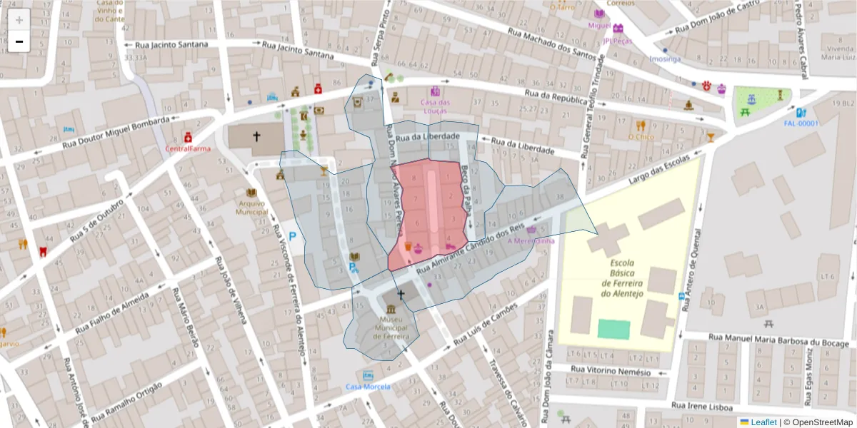 Mapa detalhado do código postal 7900-678 com limites, códigos postais vizinhos e agências dos correios
