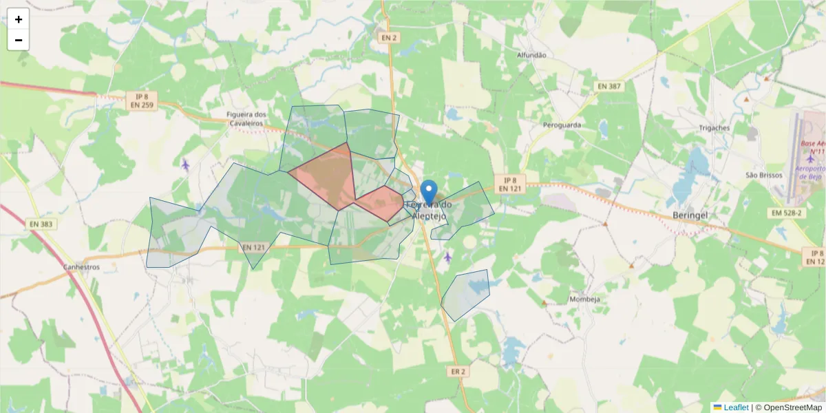 Mapa detalhado do código postal 7900-683 com limites, códigos postais vizinhos e agências dos correios