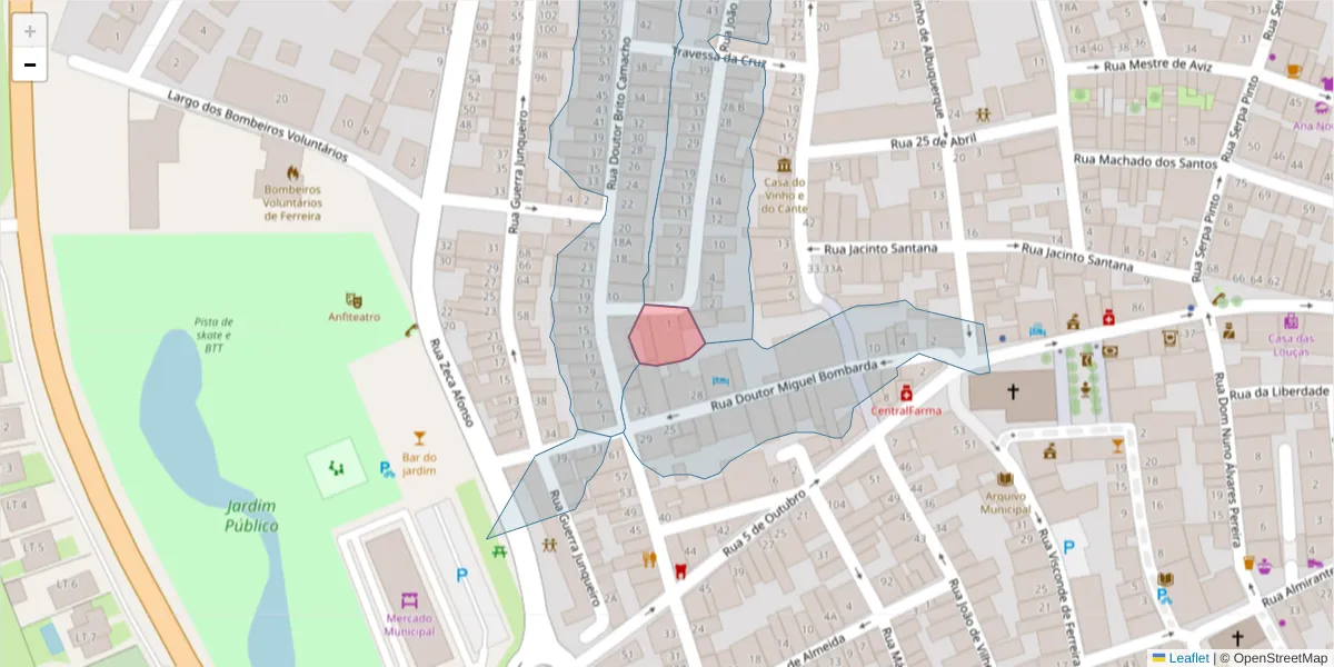 Mapa detalhado do código postal 7900-684 com limites, códigos postais vizinhos e agências dos correios