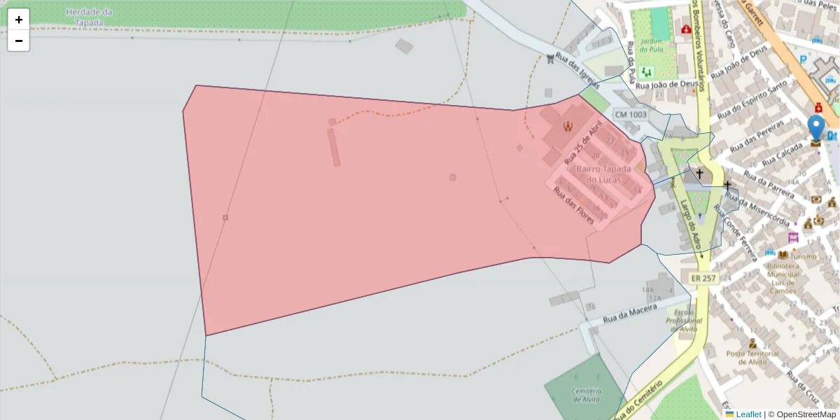 Mapa detalhado do código postal 7920-013 com limites, códigos postais vizinhos e agências dos correios