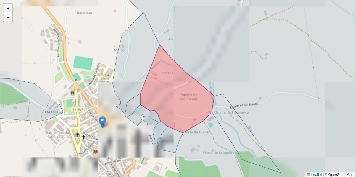 Mapa detalhado do código postal 7920-015 com limites, códigos postais vizinhos e agências dos correios
