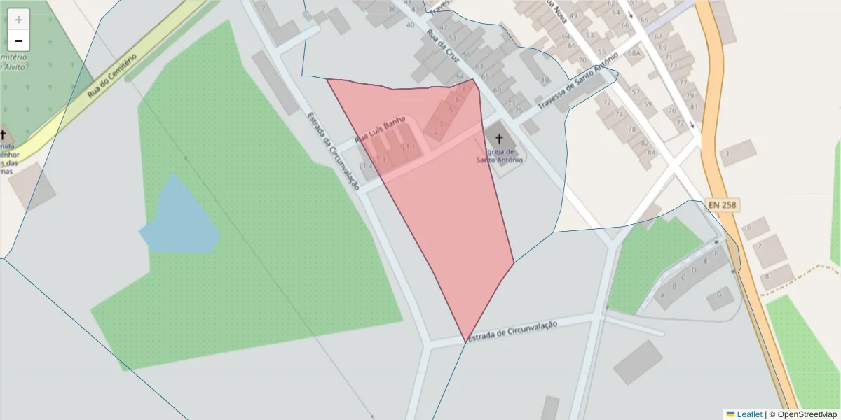 Mapa detalhado do código postal 7920-020 com limites, códigos postais vizinhos e agências dos correios