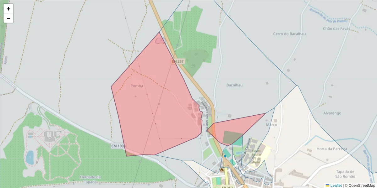 Mapa detalhado do código postal 7920-030 com limites, códigos postais vizinhos e agências dos correios