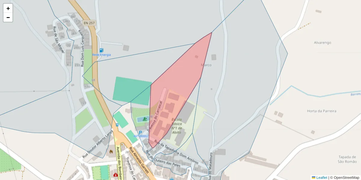 Mapa detalhado do código postal 7920-071 com limites, códigos postais vizinhos e agências dos correios