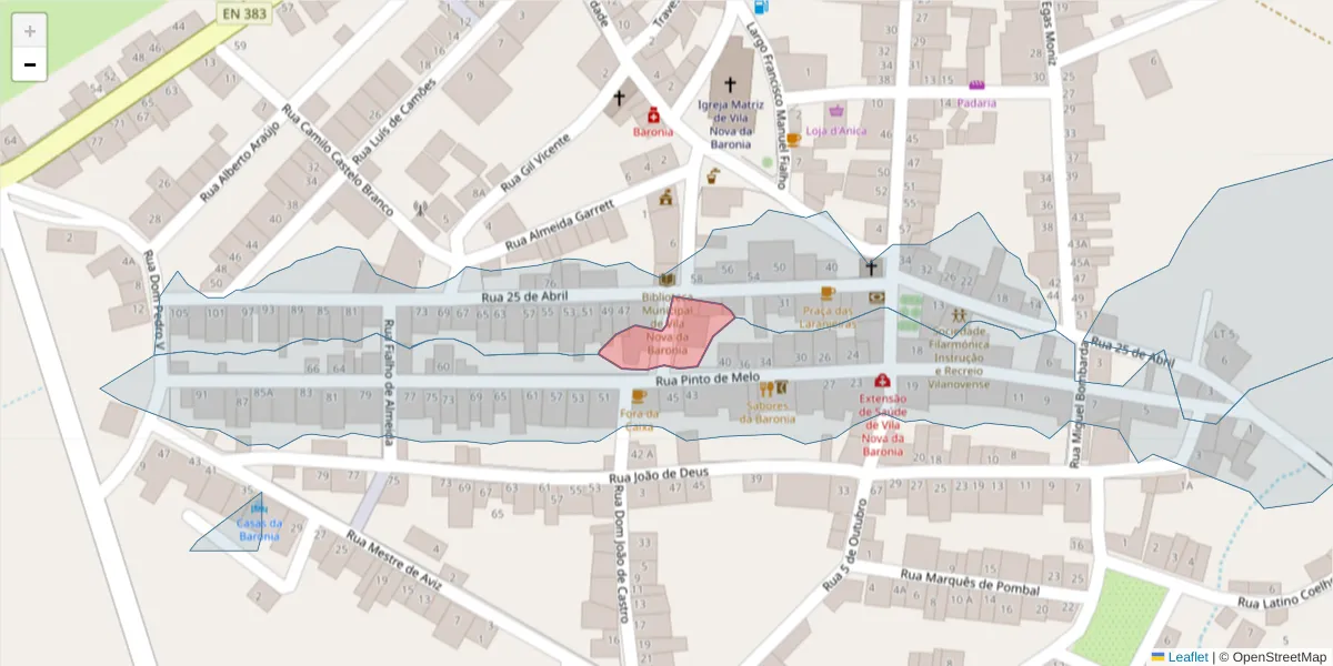 Mapa detalhado do código postal 7920-357 com limites, códigos postais vizinhos e agências dos correios