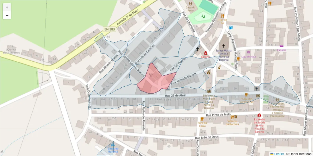 Mapa detalhado do código postal 7920-358 com limites, códigos postais vizinhos e agências dos correios