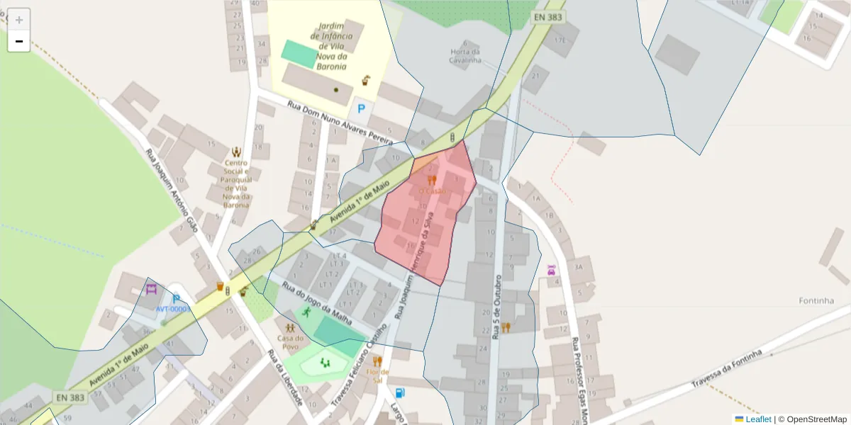 Mapa detalhado do código postal 7920-382 com limites, códigos postais vizinhos e agências dos correios