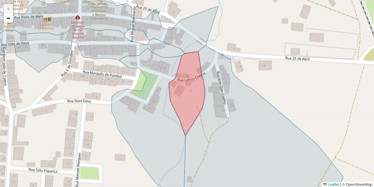 Mapa detalhado do código postal 7920-384 com limites, códigos postais vizinhos e agências dos correios