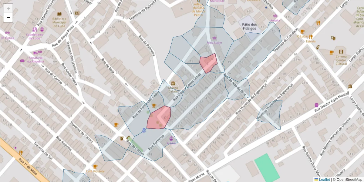 Mapa detalhado do código postal 7940-015 com limites, códigos postais vizinhos e agências dos correios