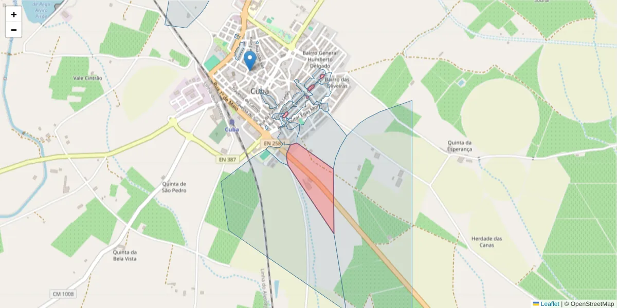 Mapa detalhado do código postal 7940-016 com limites, códigos postais vizinhos e agências dos correios