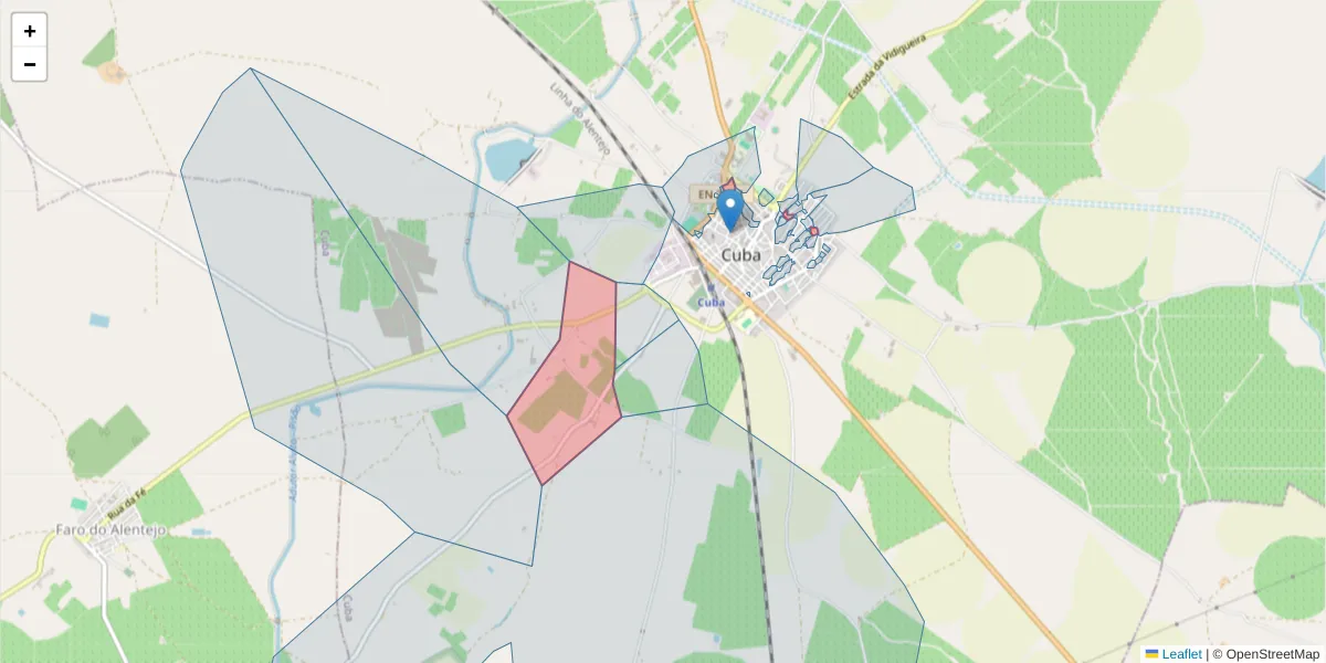 Mapa detalhado do código postal 7940-108 com limites, códigos postais vizinhos e agências dos correios