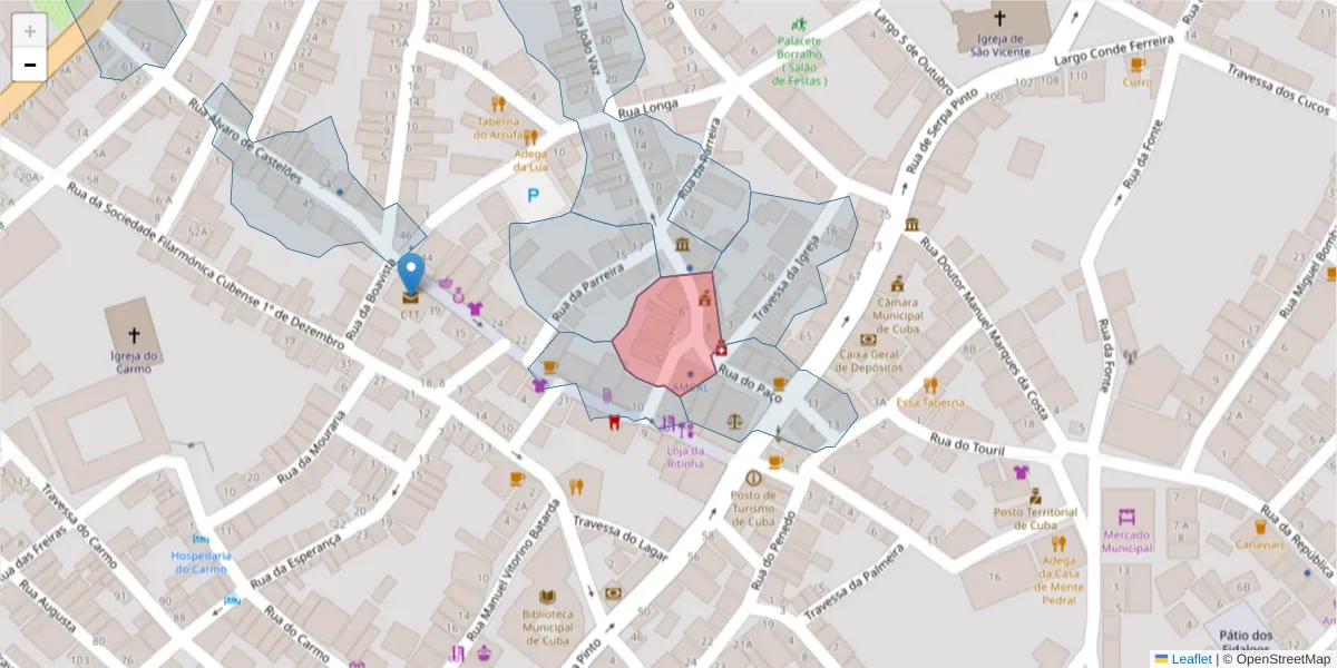 Mapa detalhado do código postal 7940-114 com limites, códigos postais vizinhos e agências dos correios