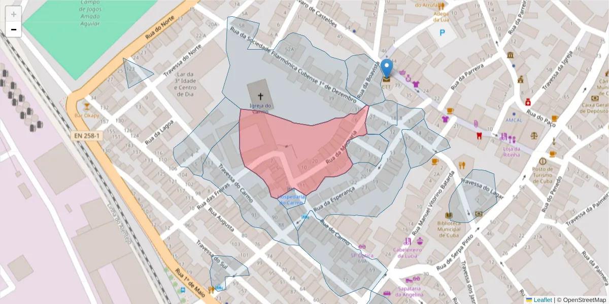 Mapa detalhado do código postal 7940-116 com limites, códigos postais vizinhos e agências dos correios