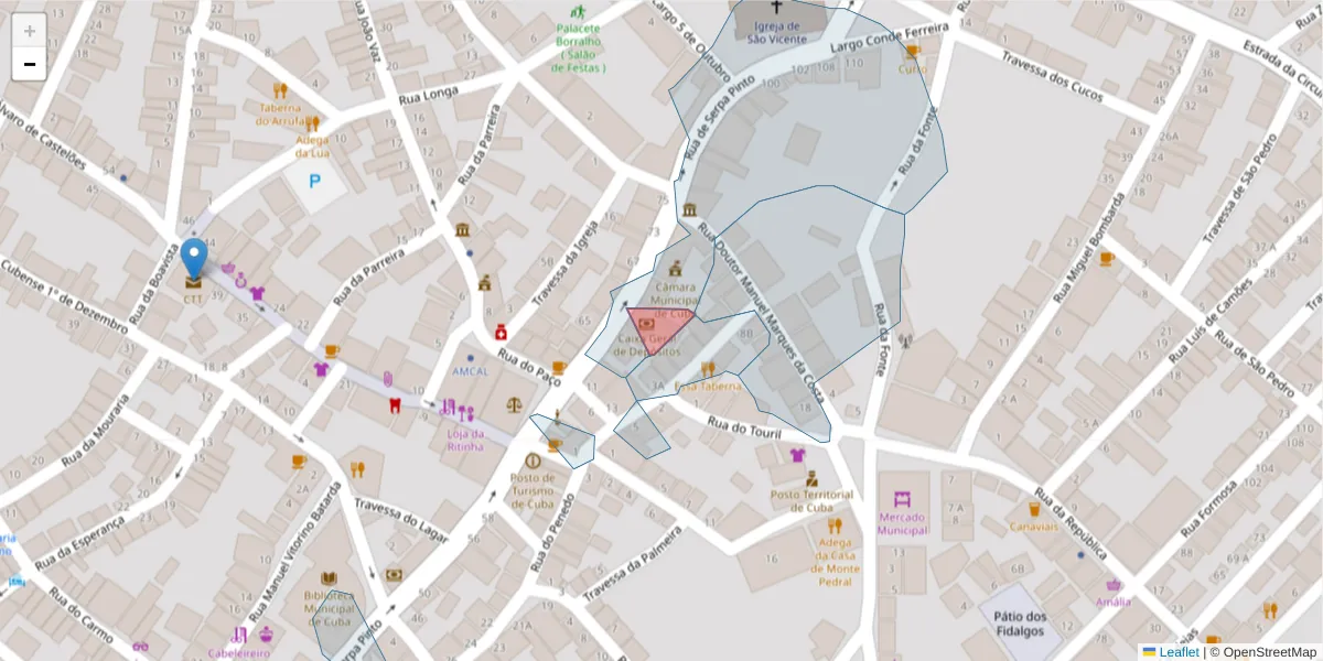 Mapa detalhado do código postal 7940-120 com limites, códigos postais vizinhos e agências dos correios