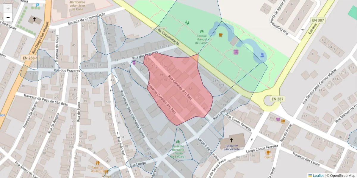 Mapa detalhado do código postal 7940-130 com limites, códigos postais vizinhos e agências dos correios