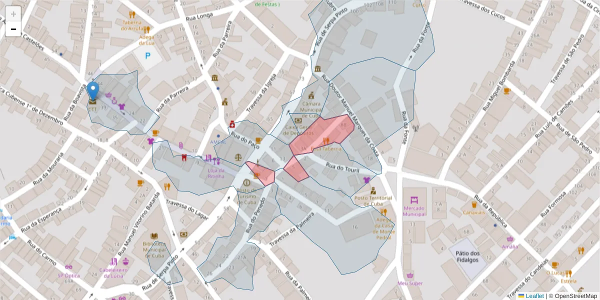 Mapa detalhado do código postal 7940-133 com limites, códigos postais vizinhos e agências dos correios