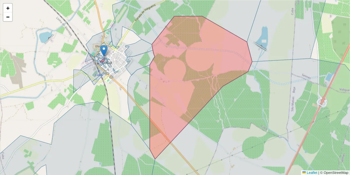 Mapa detalhado do código postal 7940-135 com limites, códigos postais vizinhos e agências dos correios