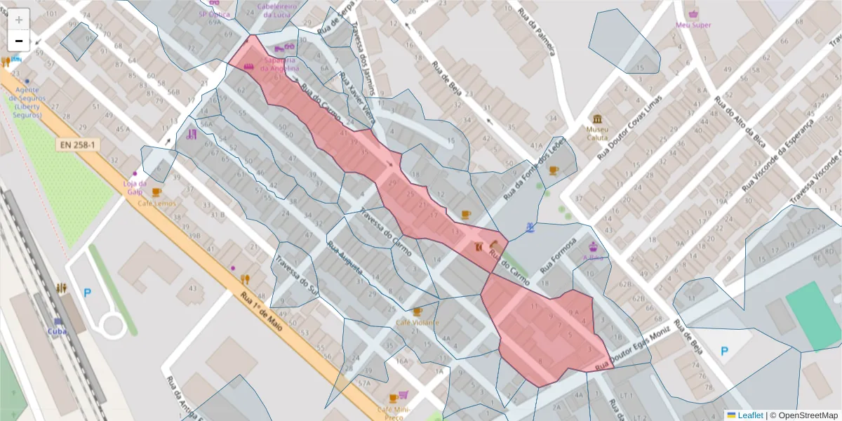 Mapa detalhado do código postal 7940-144 com limites, códigos postais vizinhos e agências dos correios