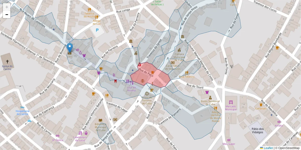 Mapa detalhado do código postal 7940-149 com limites, códigos postais vizinhos e agências dos correios