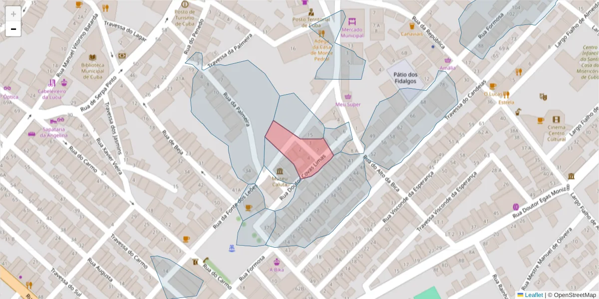 Mapa detalhado do código postal 7940-153 com limites, códigos postais vizinhos e agências dos correios