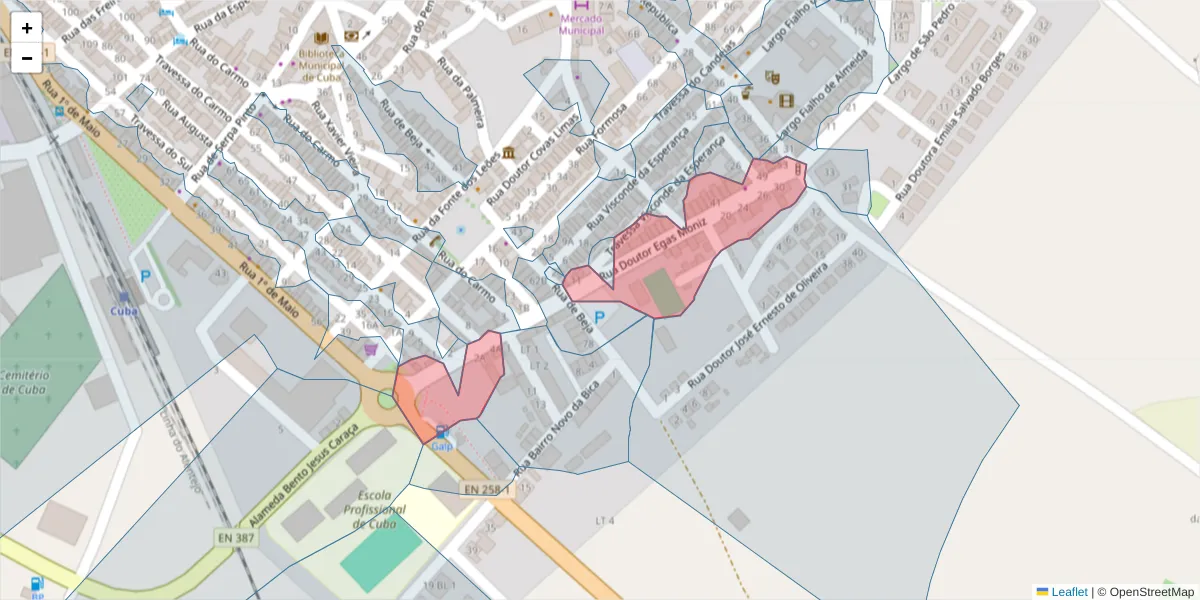 Mapa detalhado do código postal 7940-156 com limites, códigos postais vizinhos e agências dos correios