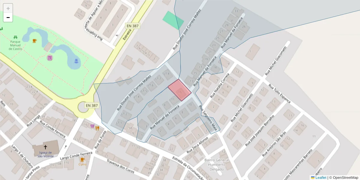 Mapa detalhado do código postal 7940-168 com limites, códigos postais vizinhos e agências dos correios