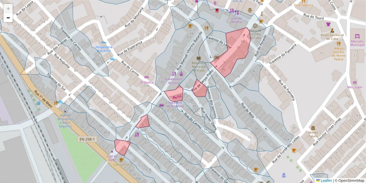Mapa detalhado do código postal 7940-170 com limites, códigos postais vizinhos e agências dos correios