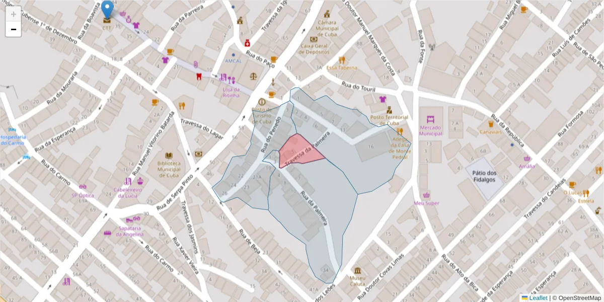 Mapa detalhado do código postal 7940-178 com limites, códigos postais vizinhos e agências dos correios
