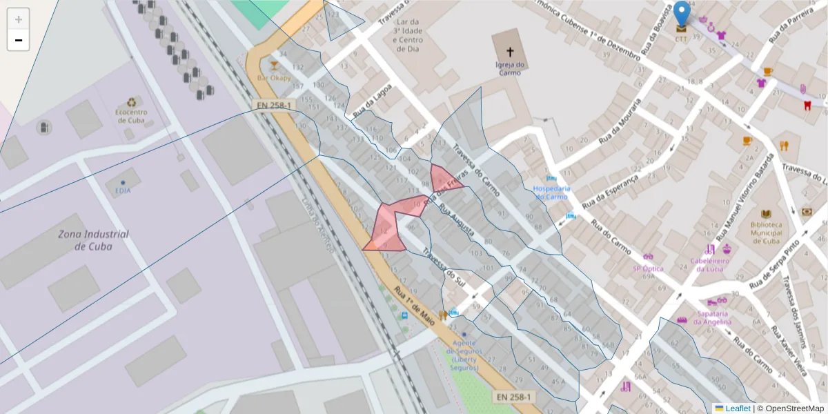 Mapa detalhado do código postal 7940-180 com limites, códigos postais vizinhos e agências dos correios