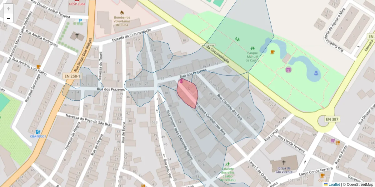 Mapa detalhado do código postal 7940-181 com limites, códigos postais vizinhos e agências dos correios