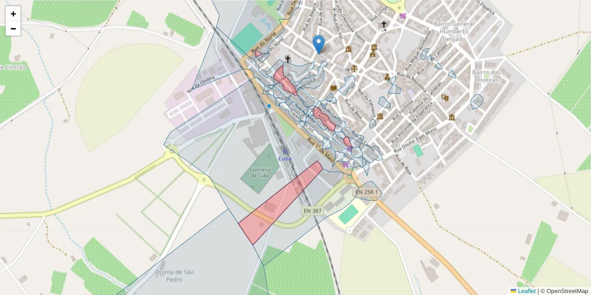 Mapa detalhado do código postal 7940-183 com limites, códigos postais vizinhos e agências dos correios