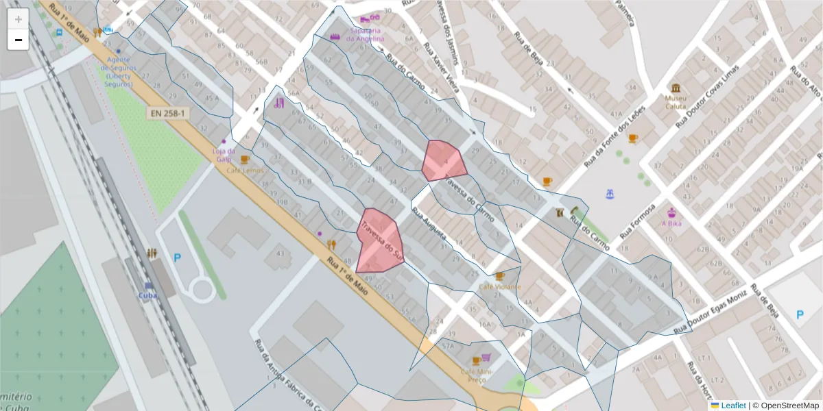 Mapa detalhado do código postal 7940-190 com limites, códigos postais vizinhos e agências dos correios