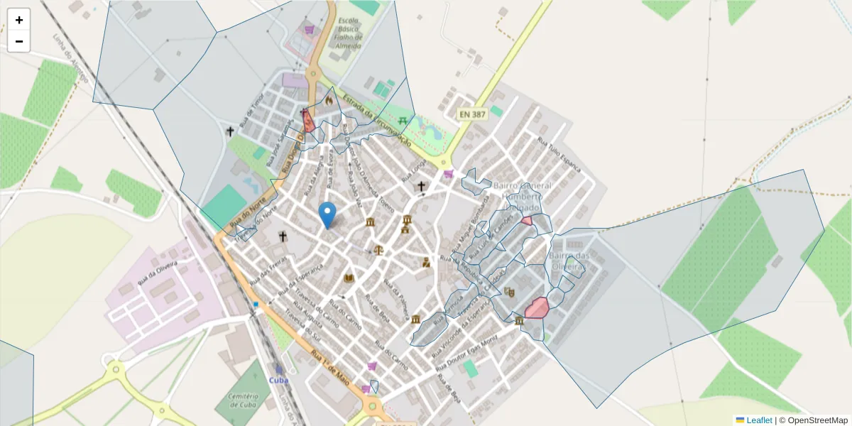 Mapa detalhado do código postal 7940-194 com limites, códigos postais vizinhos e agências dos correios