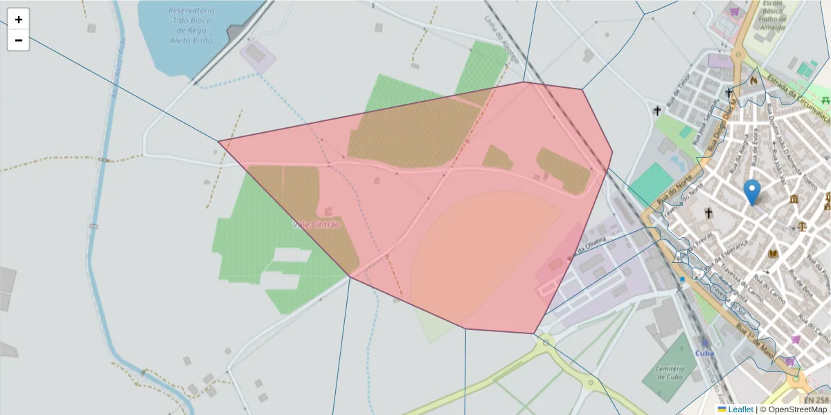 Mapa detalhado do código postal 7940-254 com limites, códigos postais vizinhos e agências dos correios