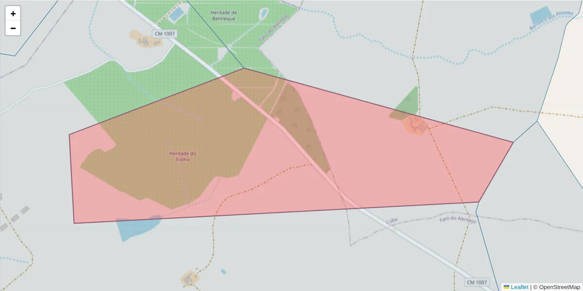 Mapa detalhado do código postal 7940-313 com limites, códigos postais vizinhos e agências dos correios