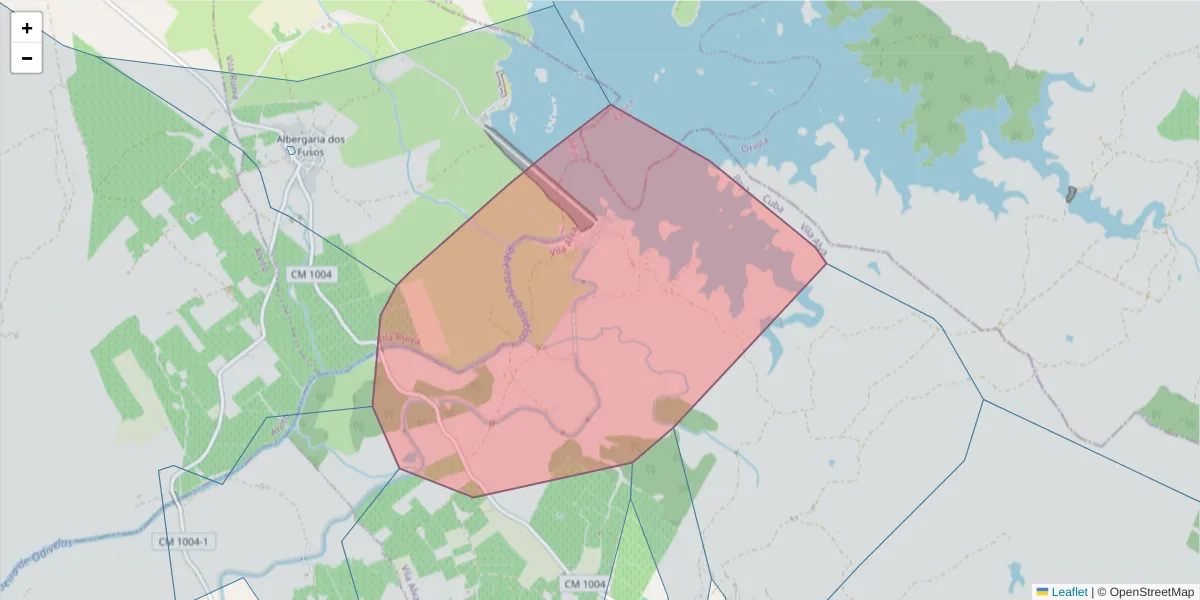 Mapa detalhado do código postal 7940-353 com limites, códigos postais vizinhos e agências dos correios