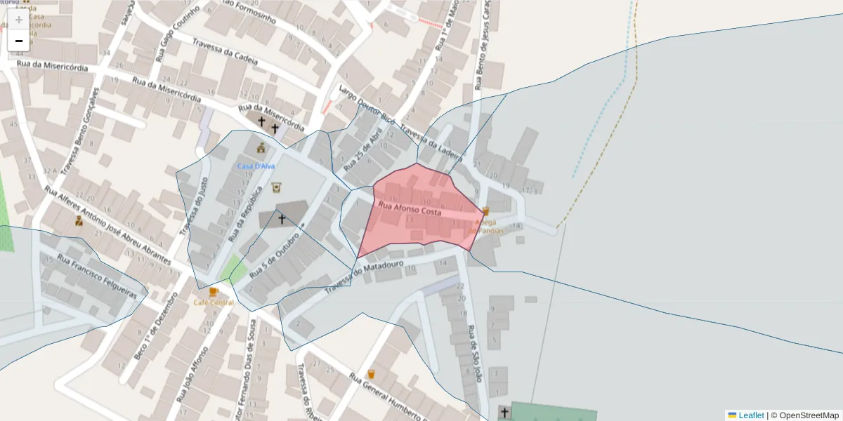 Mapa detalhado do código postal 7940-377 com limites, códigos postais vizinhos e agências dos correios