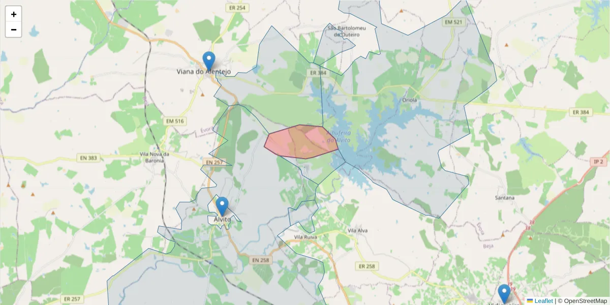 Mapa detalhado do código postal 7940-417 com limites, códigos postais vizinhos e agências dos correios