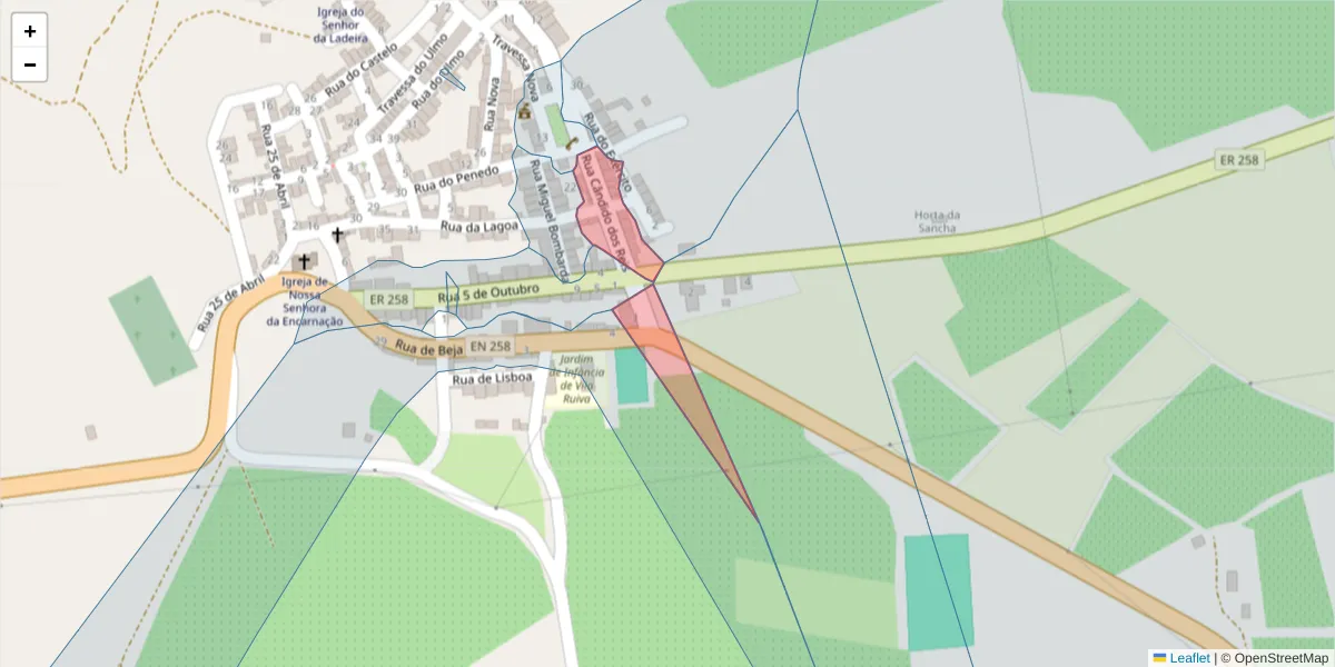 Mapa detalhado do código postal 7940-457 com limites, códigos postais vizinhos e agências dos correios